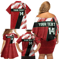 Custom Kenya Rugby Sevens Family Matching Off Shoulder Short Dress and Hawaiian Shirt Go Champions African Pattern - Wonder Print Shop