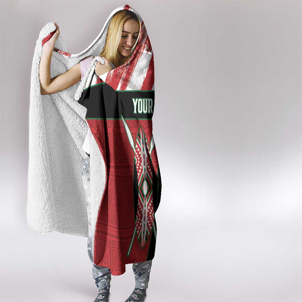 Custom Kenya Rugby Sevens Hooded Blanket Go Champions African Pattern