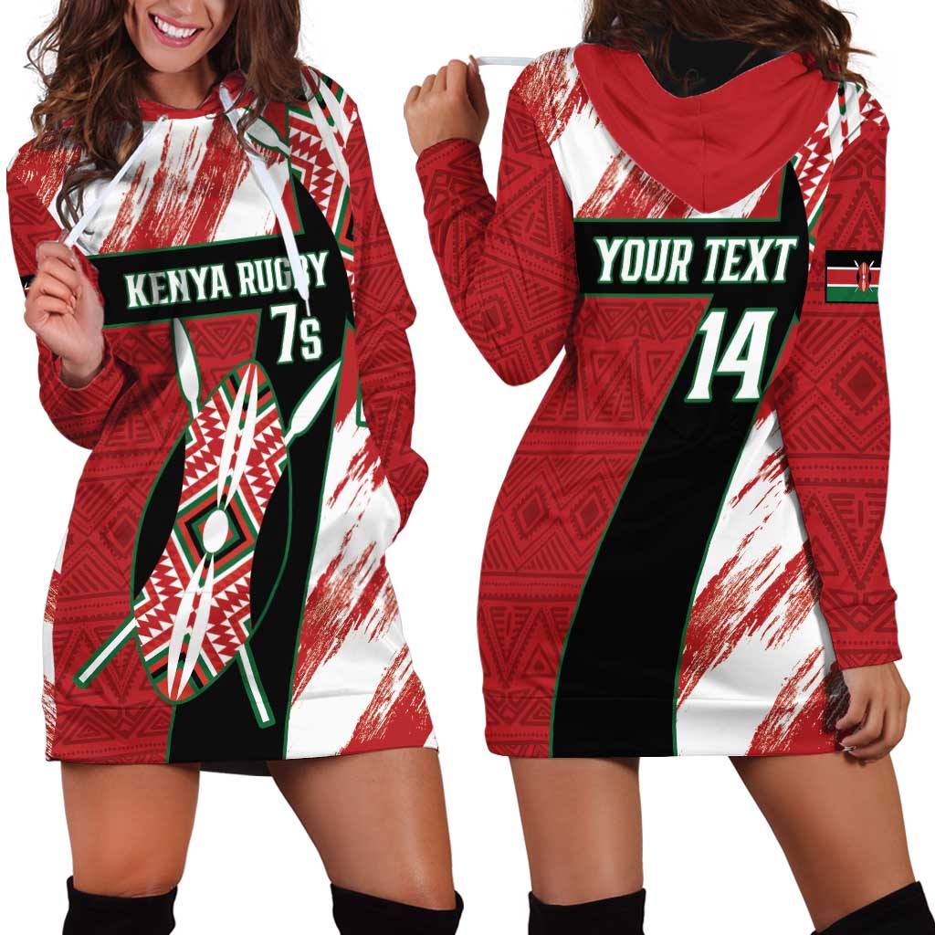 Custom Kenya Rugby Sevens Hoodie Dress Go Champions African Pattern - Wonder Print Shop