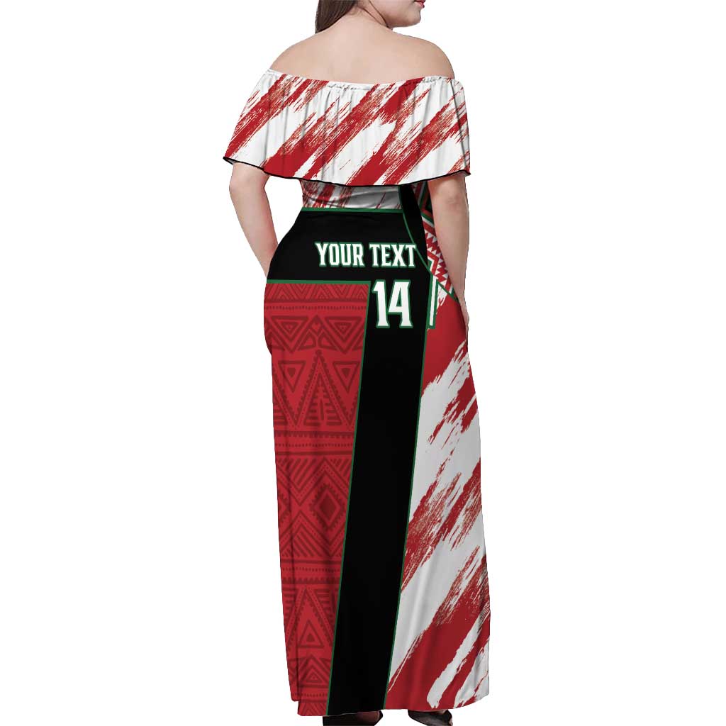 Custom Kenya Rugby Sevens Off Shoulder Maxi Dress Go Champions African Pattern - Wonder Print Shop