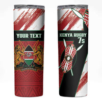 Personalised Kenya Rugby Sevens Skinny Tumbler Go Champions African Pattern - Wonder Print Shop