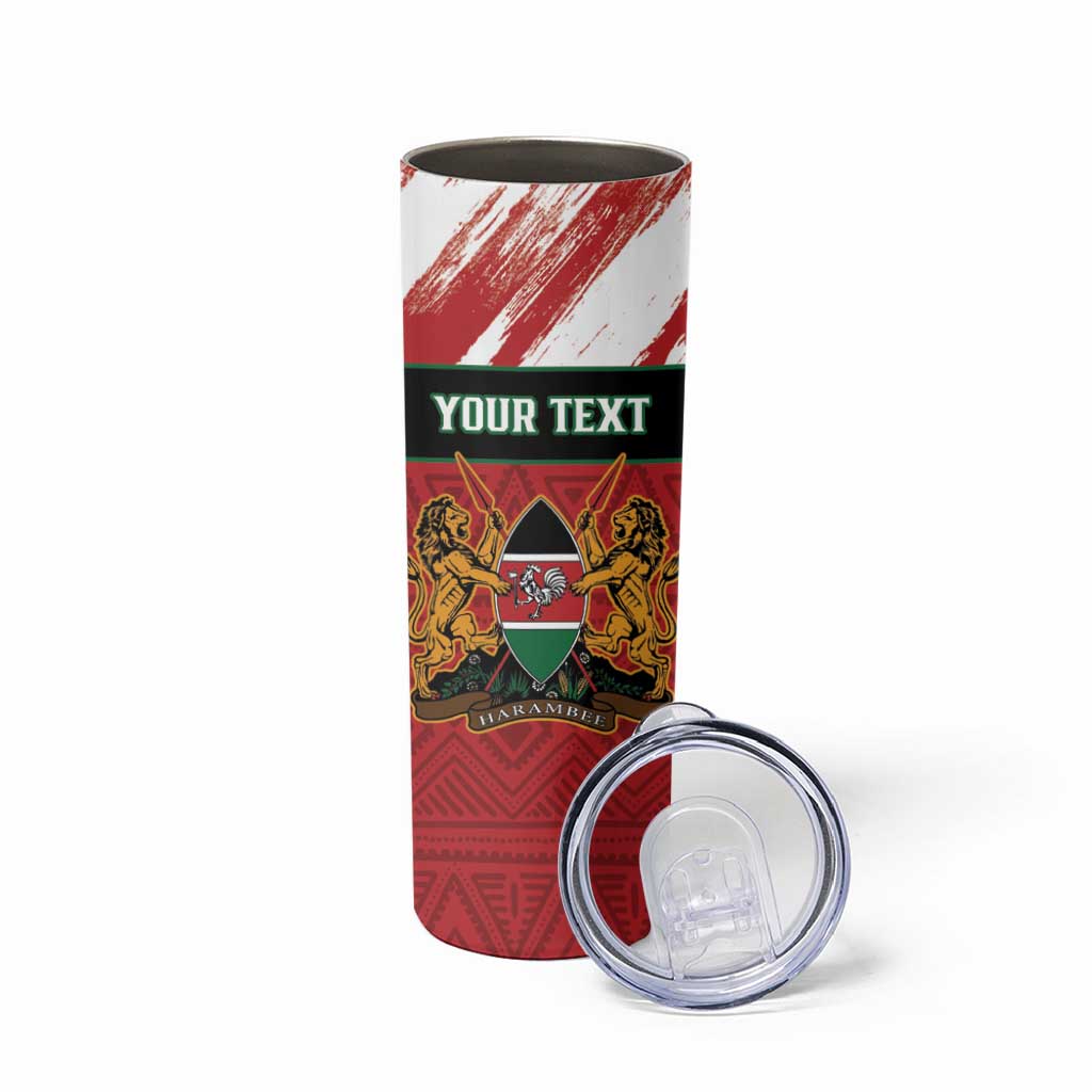 Personalised Kenya Rugby Sevens Skinny Tumbler Go Champions African Pattern - Wonder Print Shop