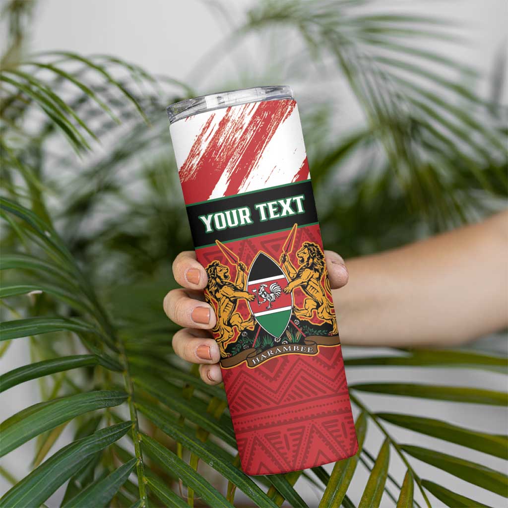 Personalised Kenya Rugby Sevens Skinny Tumbler Go Champions African Pattern - Wonder Print Shop