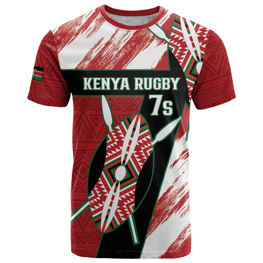 Custom Kenya Rugby Sevens T Shirt Go Champions African Pattern - Wonder Print Shop