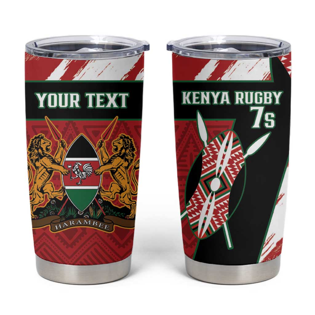 Personalised Kenya Rugby Sevens Tumbler Cup Go Champions African Pattern - Wonder Print Shop