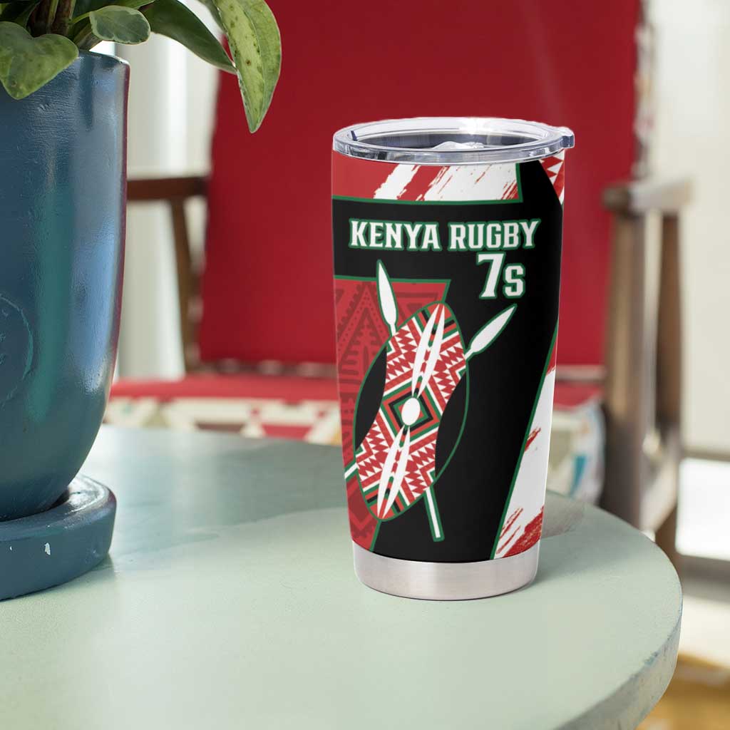 Personalised Kenya Rugby Sevens Tumbler Cup Go Champions African Pattern - Wonder Print Shop
