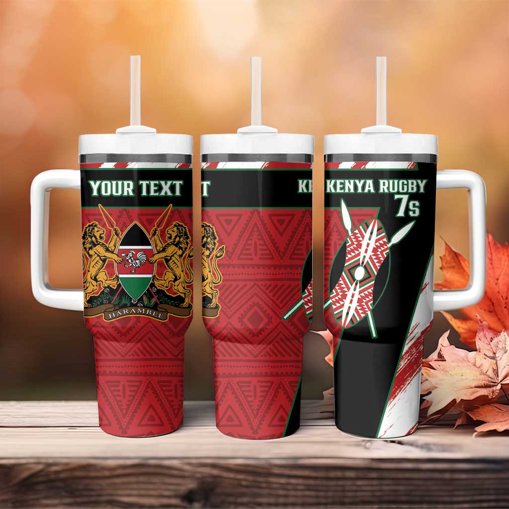 Personalised Kenya Rugby Sevens Tumbler With Handle Go Champions African Pattern - Wonder Print Shop