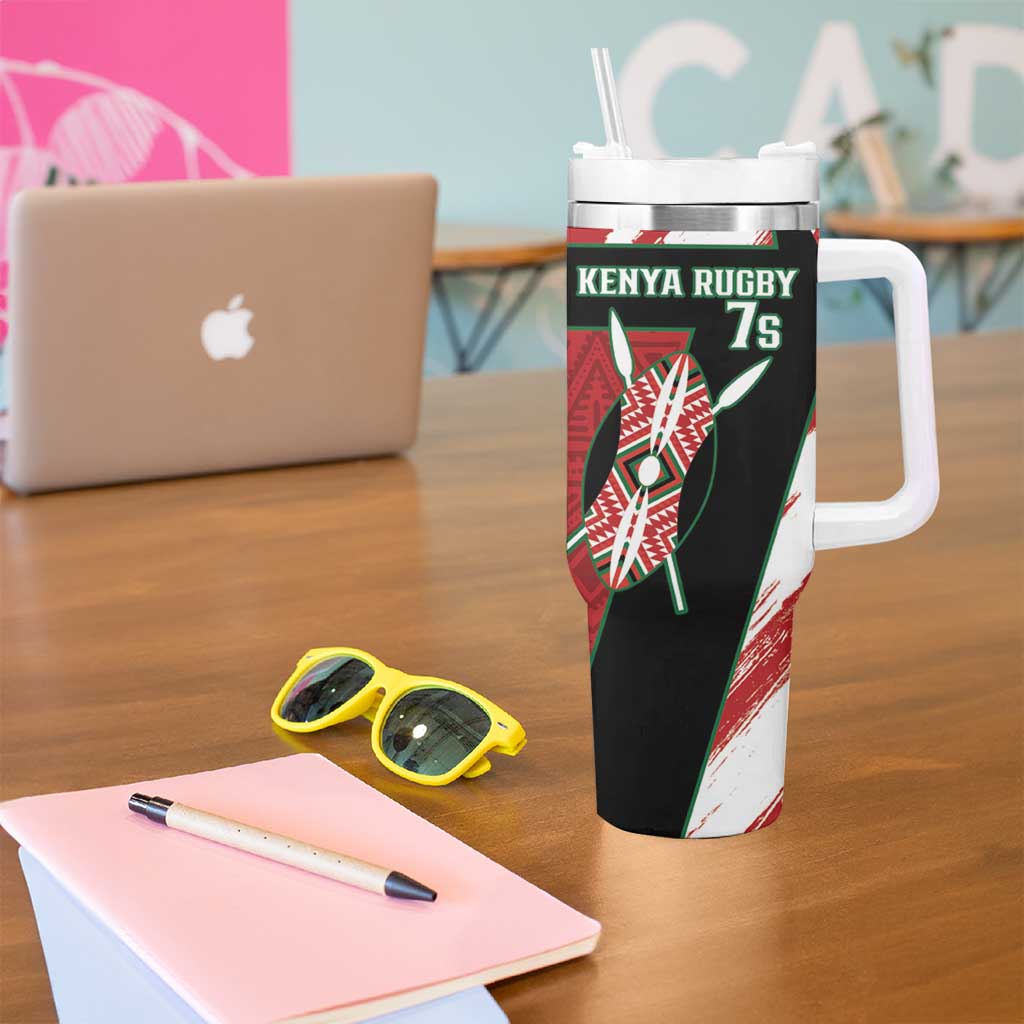 Personalised Kenya Rugby Sevens Tumbler With Handle Go Champions African Pattern - Wonder Print Shop
