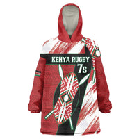 Custom Kenya Rugby Sevens Wearable Blanket Hoodie Go Champions African Pattern - Wonder Print Shop