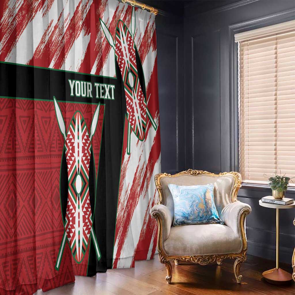 Custom Kenya Rugby Sevens Window Curtain Go Champions African Pattern - Wonder Print Shop