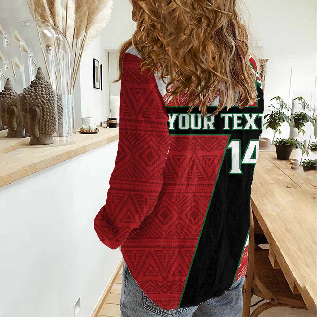 Custom Kenya Rugby Sevens Women Casual Shirt Go Champions African Pattern - Wonder Print Shop