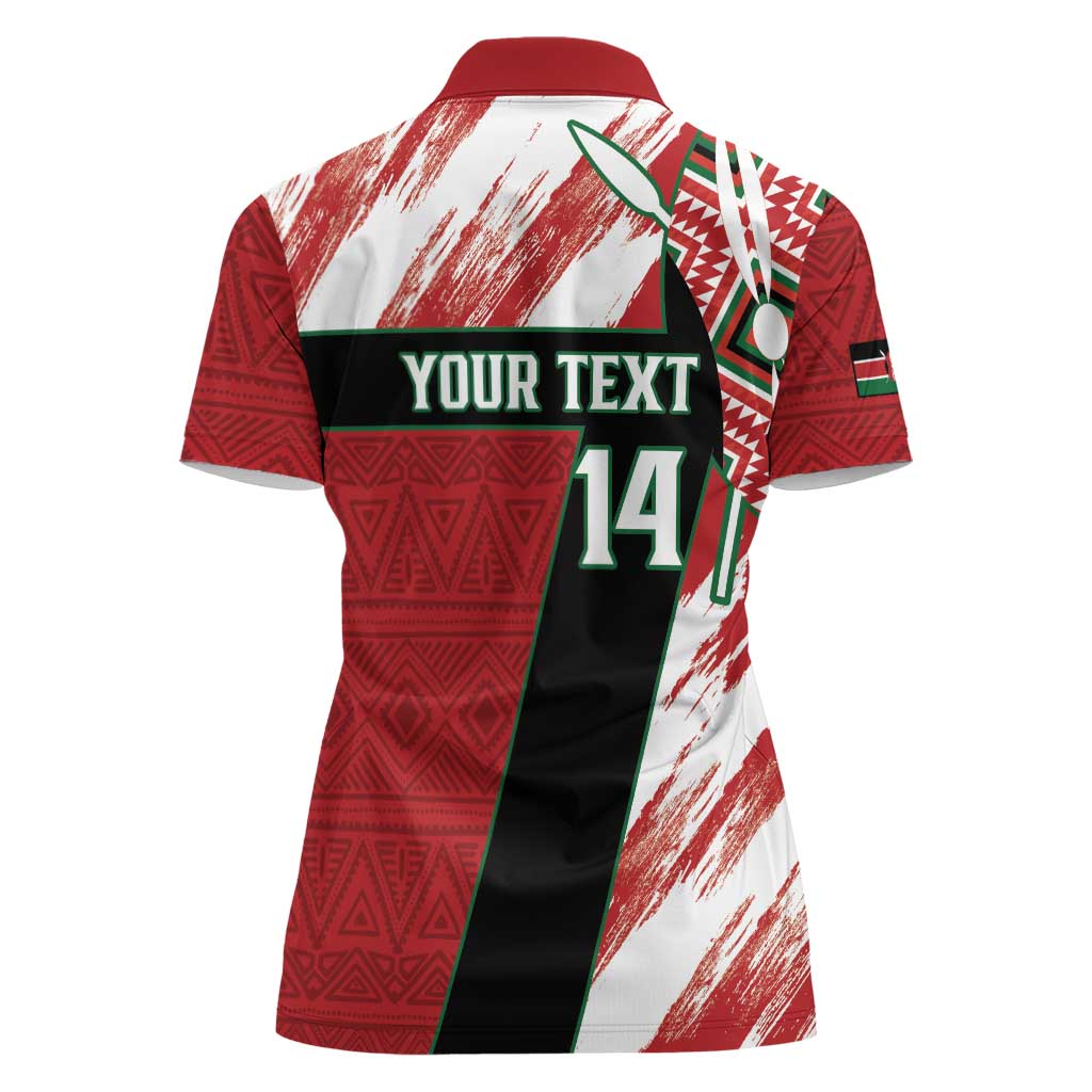 Custom Kenya Rugby Sevens Women Polo Shirt Go Champions African Pattern - Wonder Print Shop