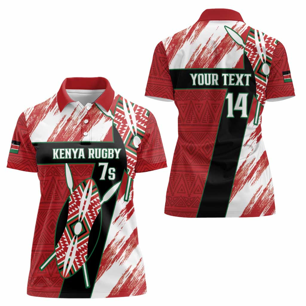 Custom Kenya Rugby Sevens Women Polo Shirt Go Champions African Pattern - Wonder Print Shop