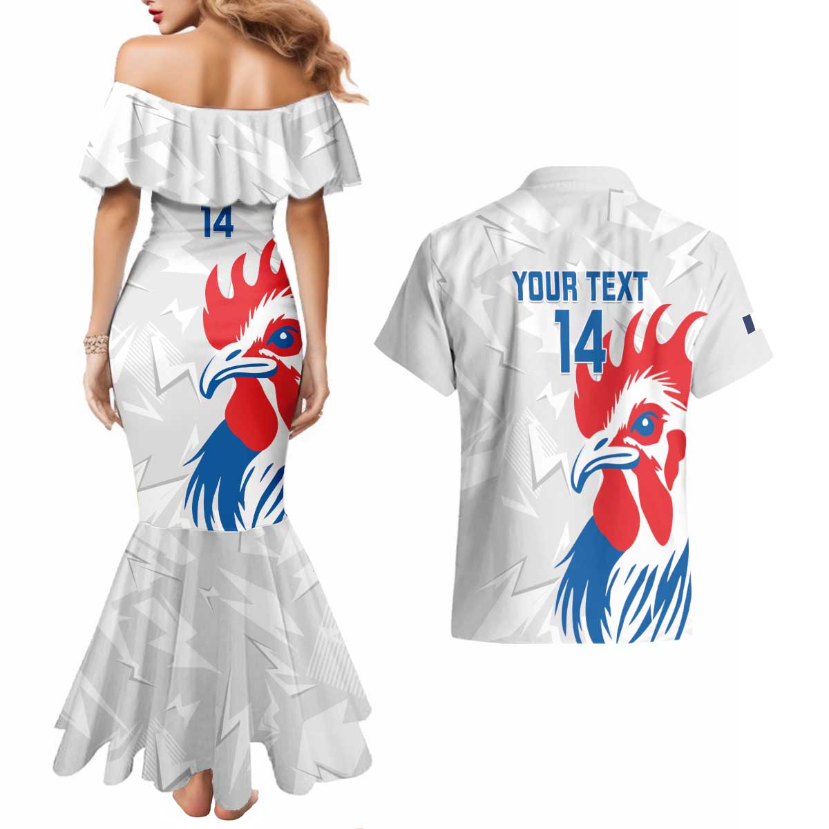 Custom France Rugby 2025 Couples Matching Mermaid Dress and Hawaiian Shirt Allez Les Bleus!