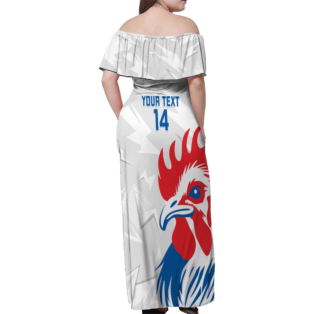 Custom France Rugby 2025 Family Matching Off Shoulder Maxi Dress and Hawaiian Shirt Allez Les Bleus!