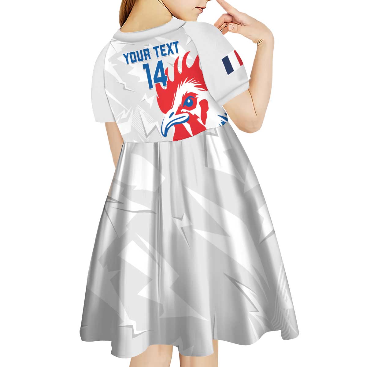 Custom France Rugby 2025 Kid Short Sleeve Dress Allez Les Bleus!