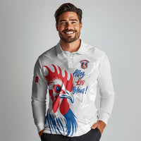 Custom France Rugby 2025 Long Sleeve Polo Shirt Allez Les Bleus!