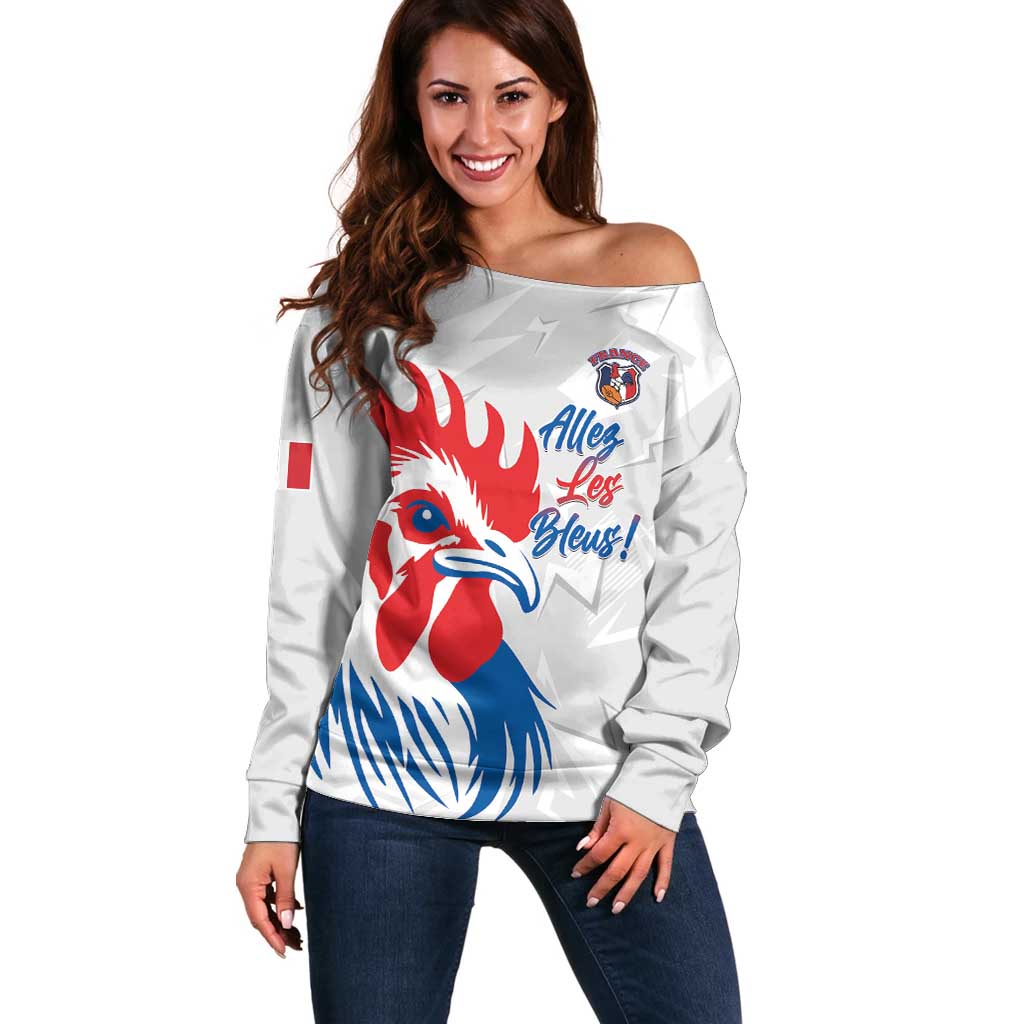 Custom France Rugby 2025 Off Shoulder Sweater Allez Les Bleus!