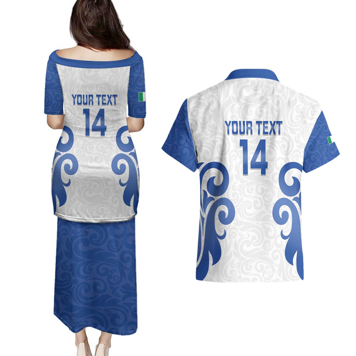 Custom Italy Rugby 2025 Couples Matching Puletasi and Hawaiian Shirt Come on Gli Azzurri!