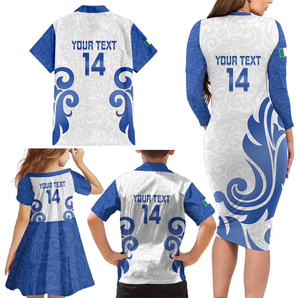 Custom Italy Rugby 2025 Family Matching Long Sleeve Bodycon Dress and Hawaiian Shirt Come on Gli Azzurri!