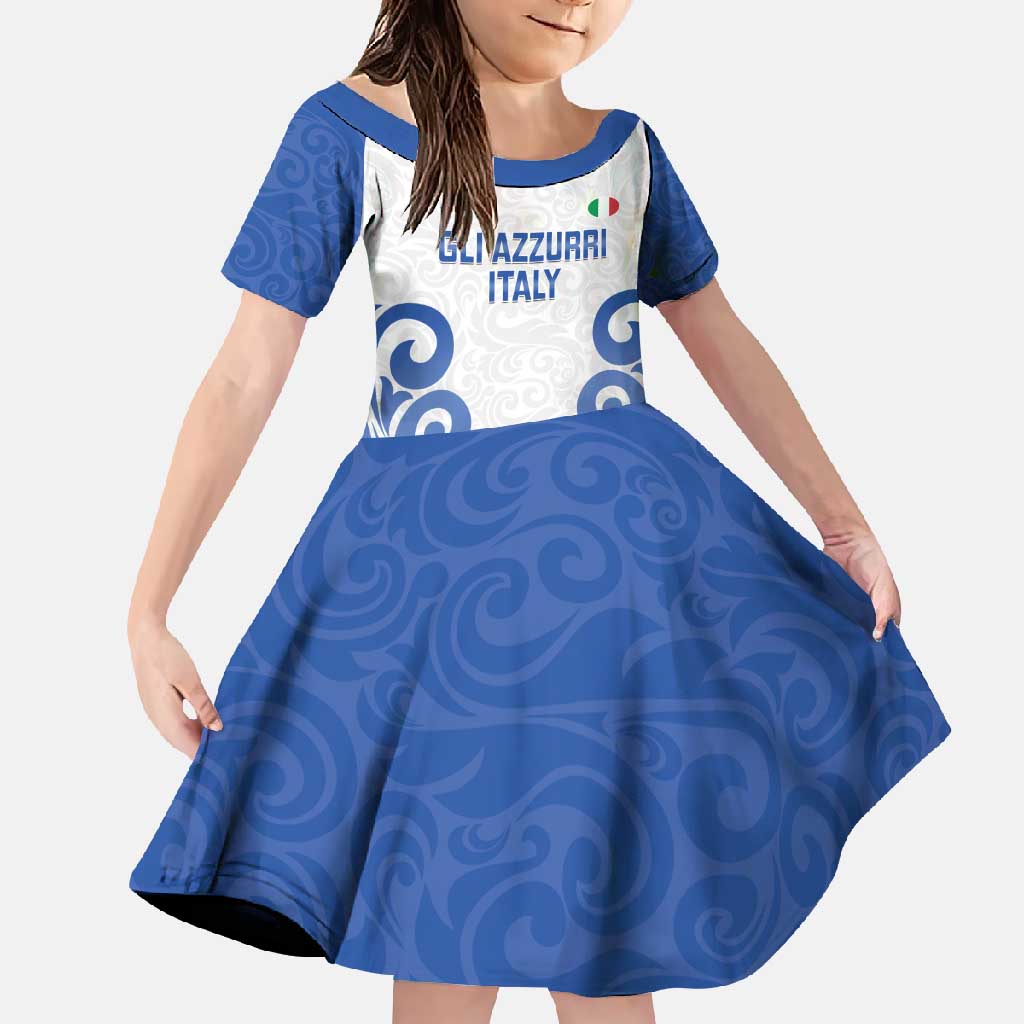 Custom Italy Rugby 2025 Family Matching Off Shoulder Maxi Dress and Hawaiian Shirt Come on Gli Azzurri!