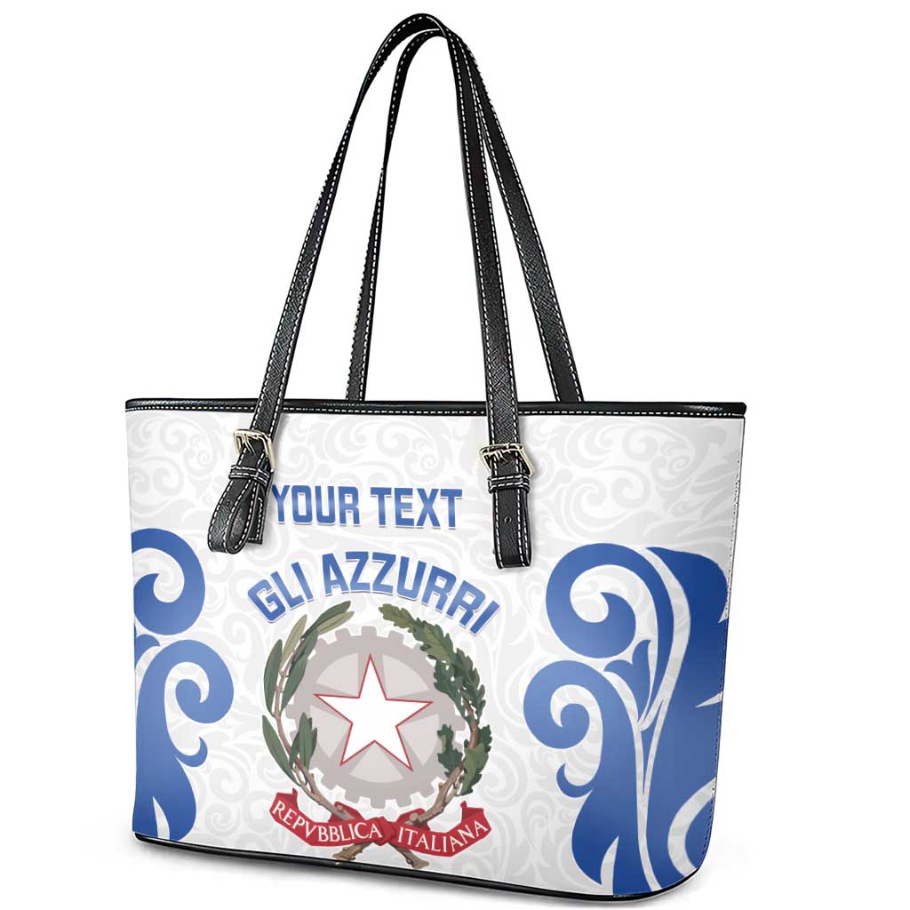 Custom Italy Rugby 2025 Leather Tote Bag Come on Gli Azzurri!