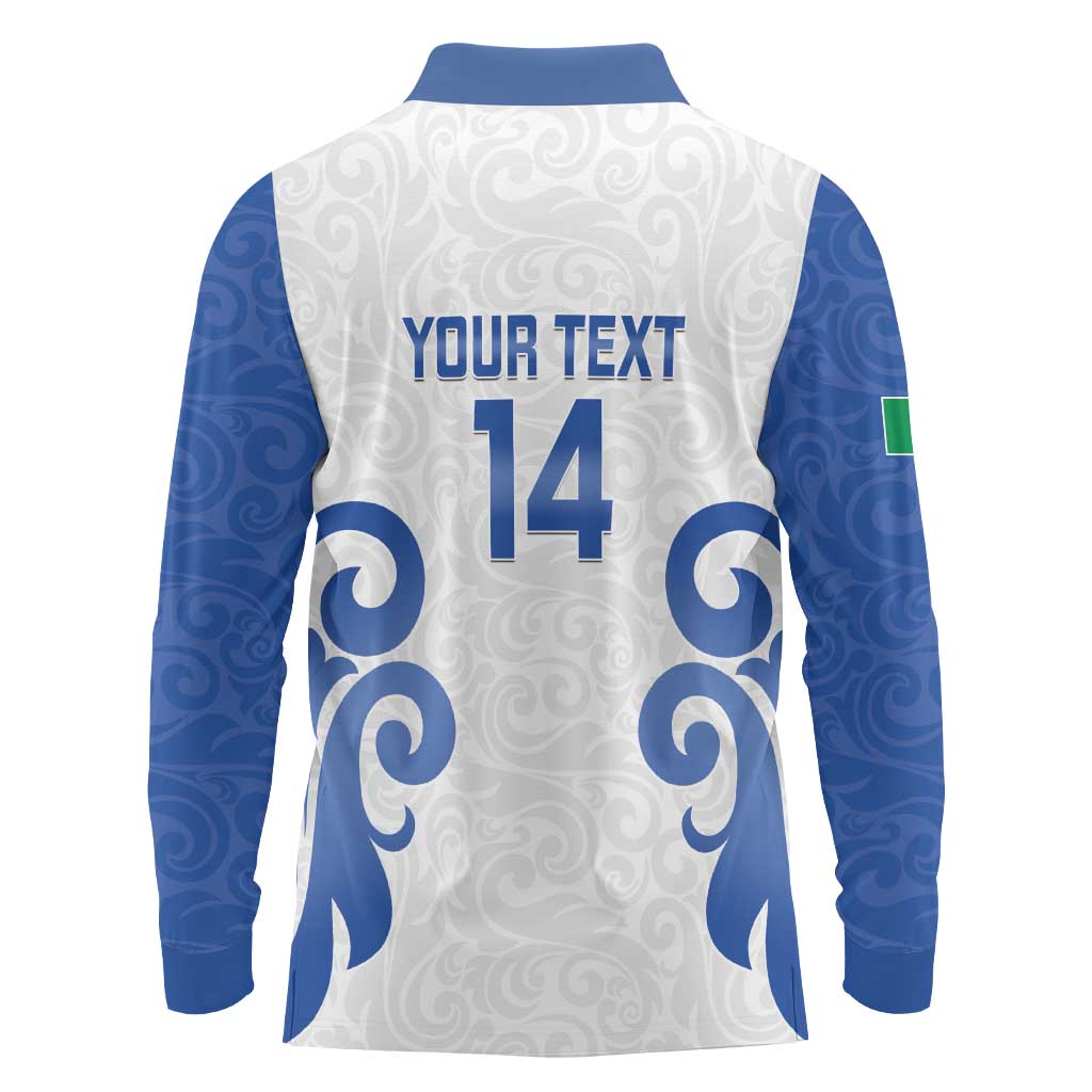 Custom Italy Rugby 2025 Long Sleeve Polo Shirt Come on Gli Azzurri!