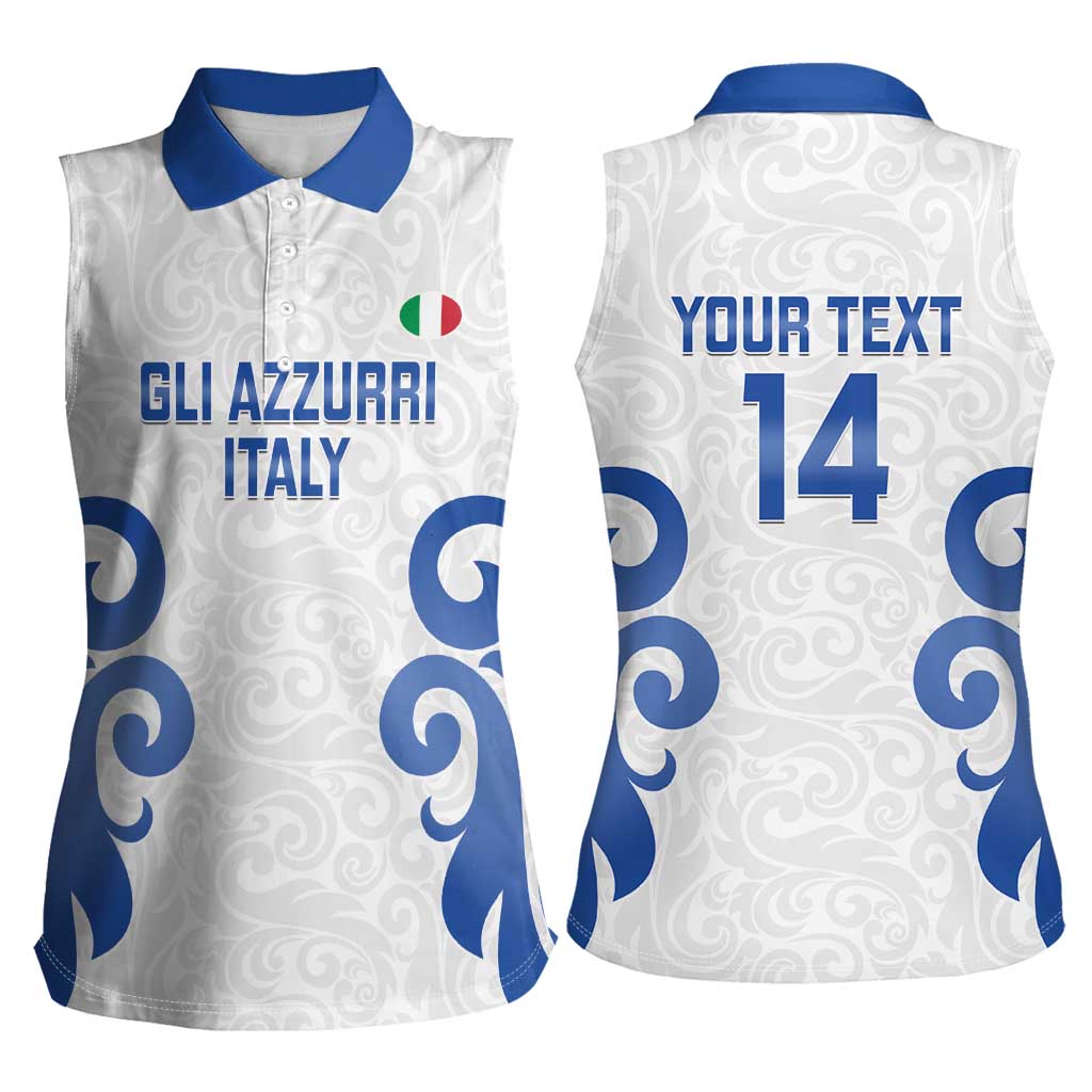 Custom Italy Rugby 2025 Women Sleeveless Polo Shirt Come on Gli Azzurri!