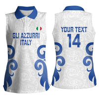 Custom Italy Rugby 2025 Women Sleeveless Polo Shirt Come on Gli Azzurri!