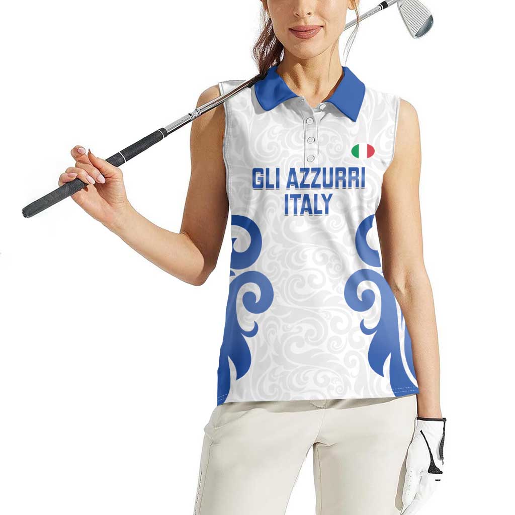 Custom Italy Rugby 2025 Women Sleeveless Polo Shirt Come on Gli Azzurri!