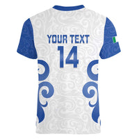 Custom Italy Rugby 2025 Women V-Neck T-Shirt Come on Gli Azzurri!