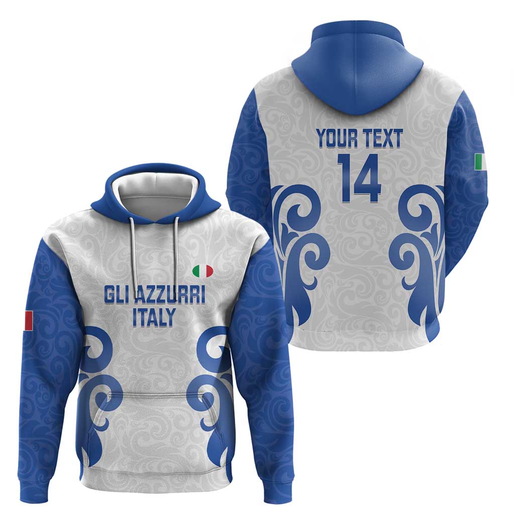 Custom Italy Rugby 2025 Zip Hoodie Come on Gli Azzurri! - Wonder Print Shop