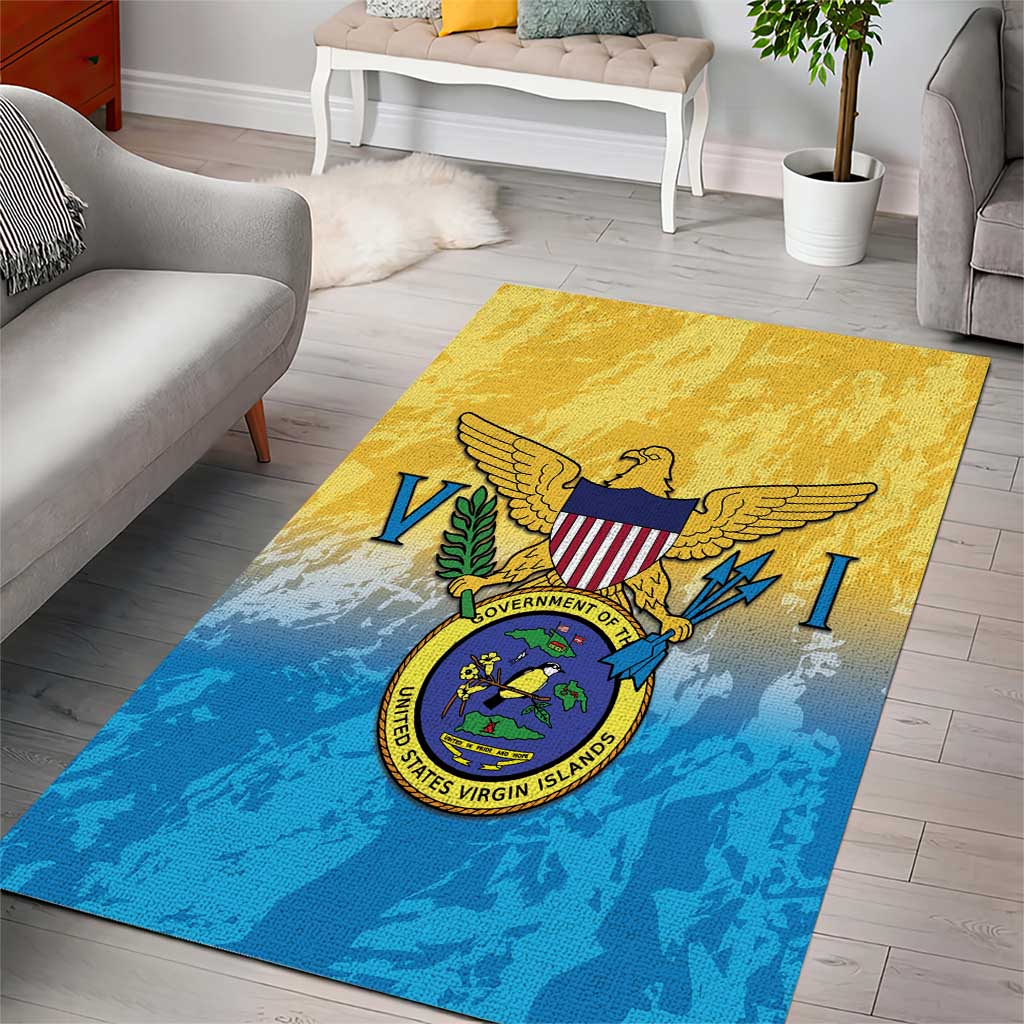 US Virgin Islands Area Rug Coat Of Arms Grunge Style