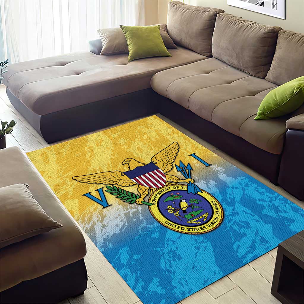 US Virgin Islands Area Rug Coat Of Arms Grunge Style