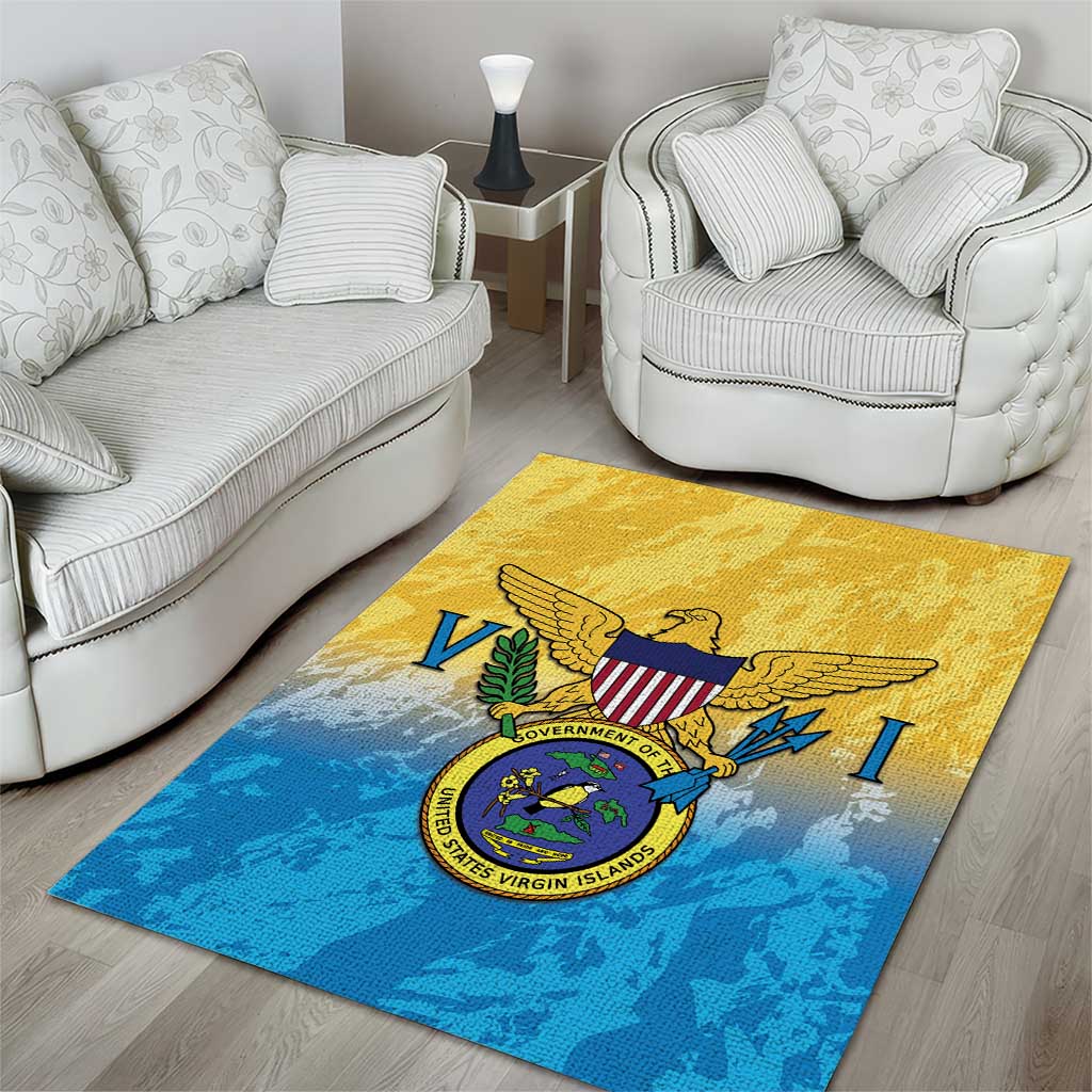 US Virgin Islands Area Rug Coat Of Arms Grunge Style