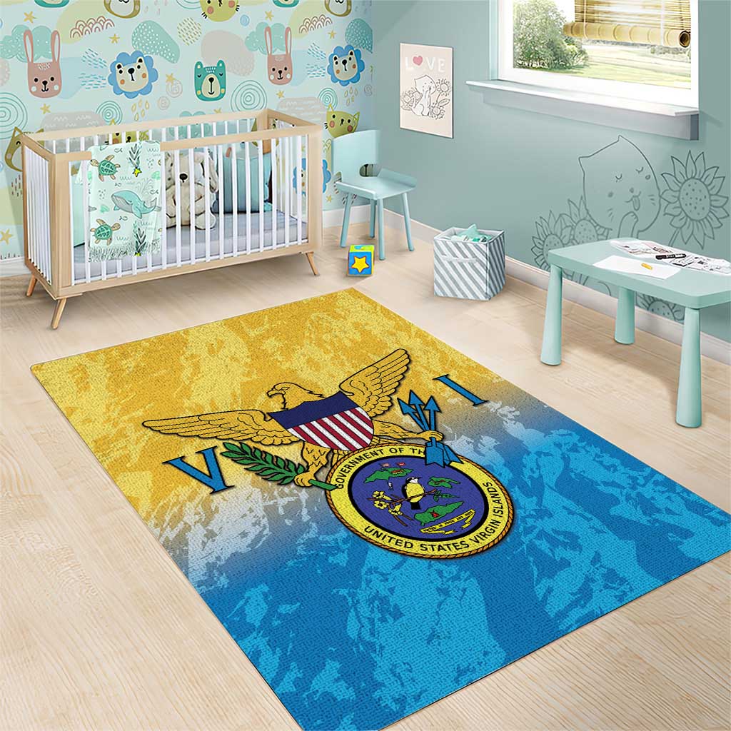 US Virgin Islands Area Rug Coat Of Arms Grunge Style