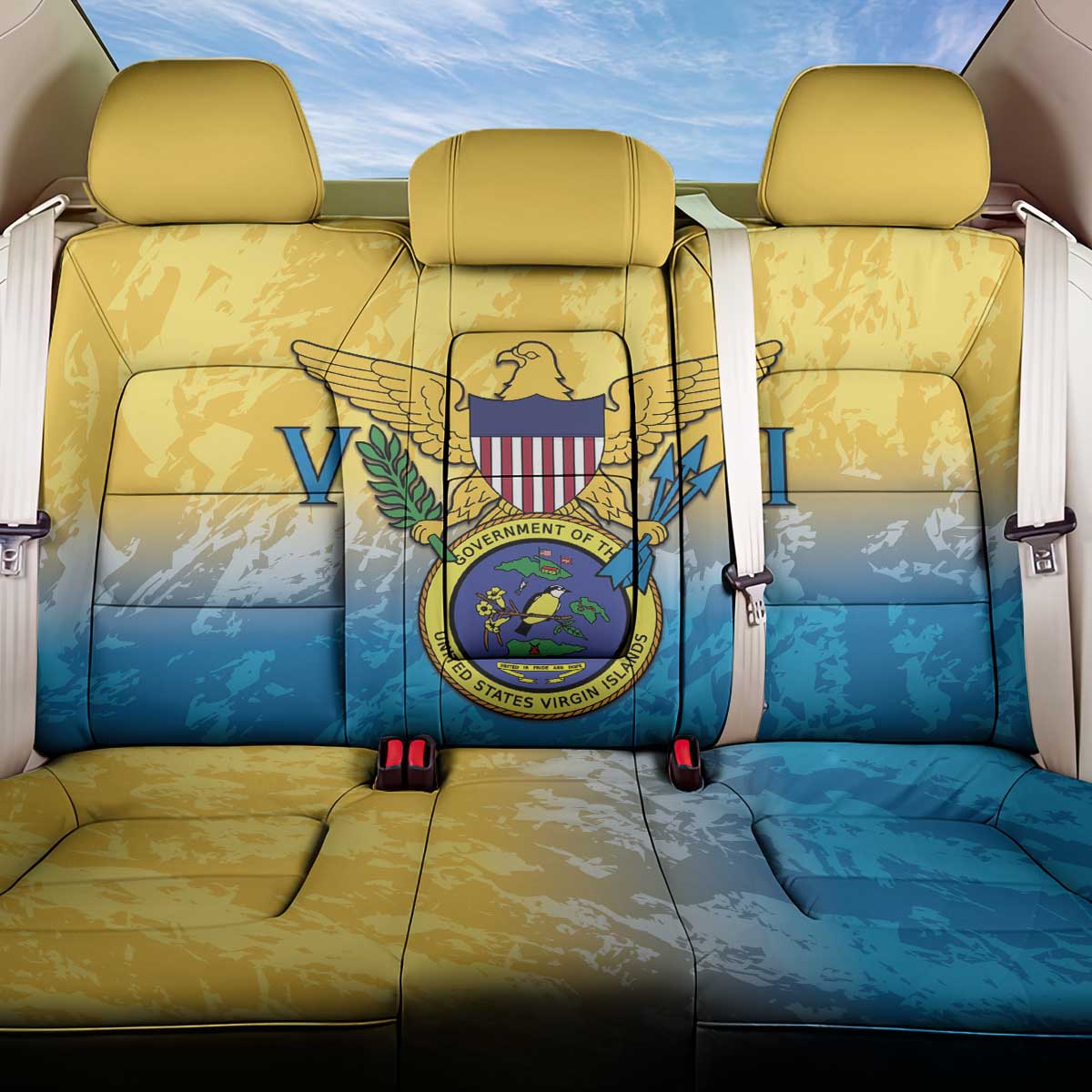 US Virgin Islands Back Car Seat Cover Coat Of Arms Grunge Style