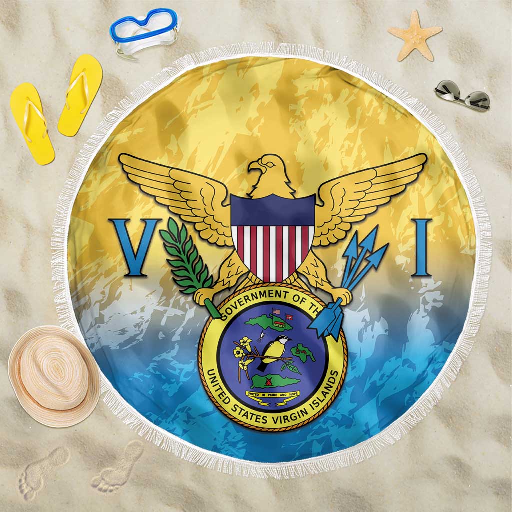 US Virgin Islands Beach Blanket Coat Of Arms Grunge Style