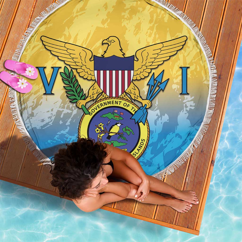 US Virgin Islands Beach Blanket Coat Of Arms Grunge Style