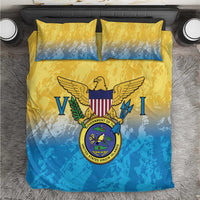 US Virgin Islands Bedding Set Coat Of Arms Grunge Style