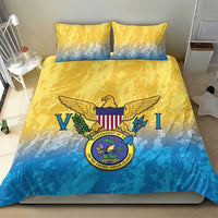 US Virgin Islands Bedding Set Coat Of Arms Grunge Style