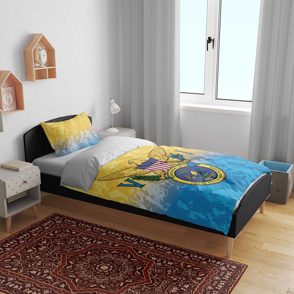 US Virgin Islands Bedding Set Coat Of Arms Grunge Style