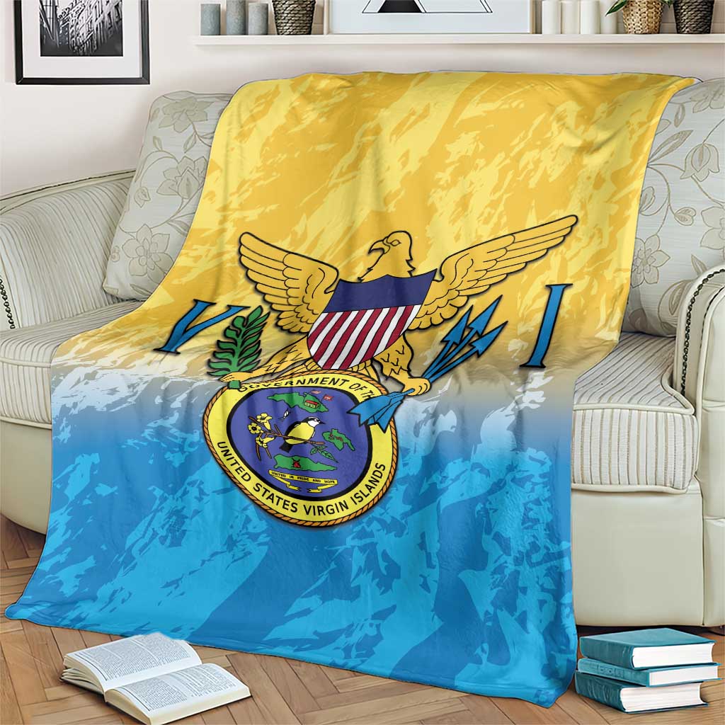 US Virgin Islands Blanket Coat Of Arms Grunge Style