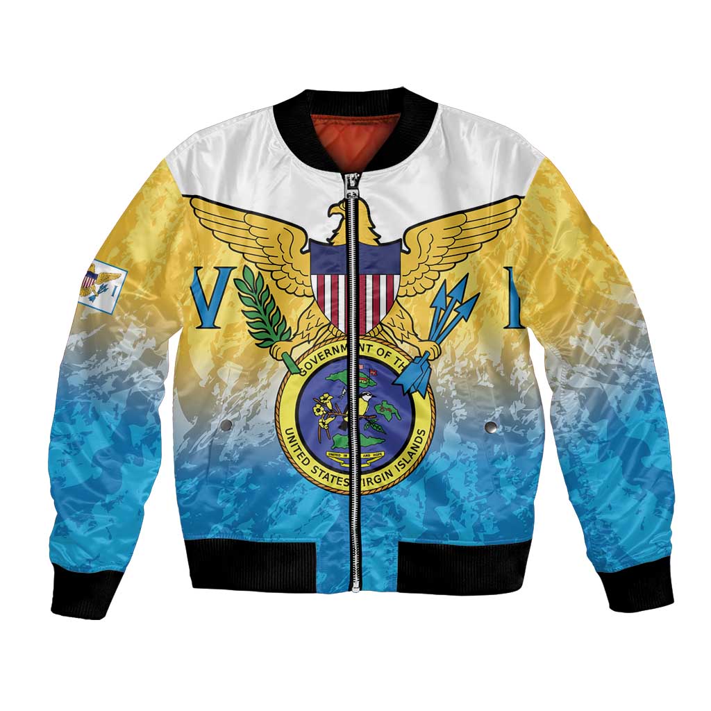 US Virgin Islands Bomber Jacket Coat Of Arms Grunge Style