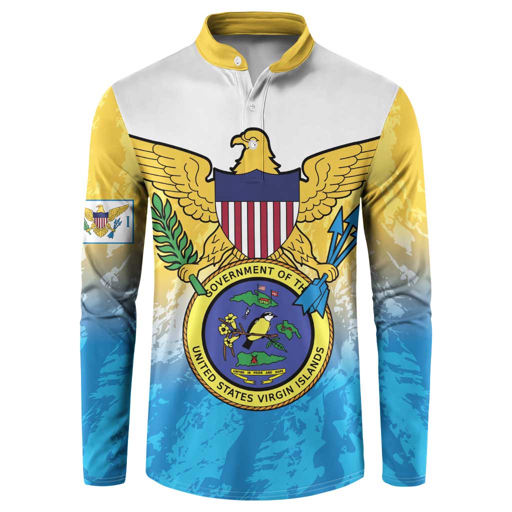 US Virgin Islands Button Sweatshirt Coat Of Arms Grunge Style