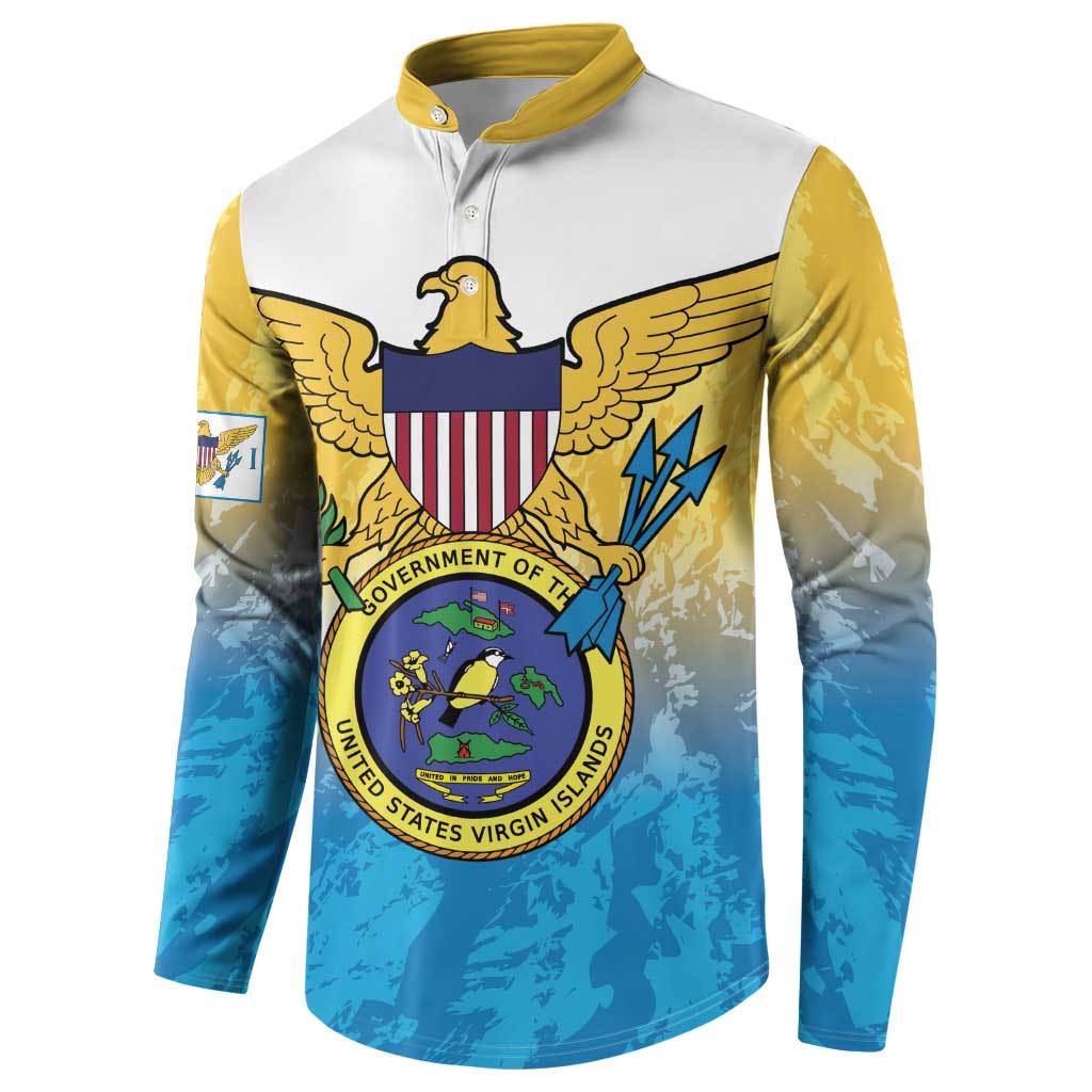 US Virgin Islands Button Sweatshirt Coat Of Arms Grunge Style