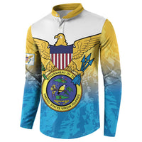 US Virgin Islands Button Sweatshirt Coat Of Arms Grunge Style