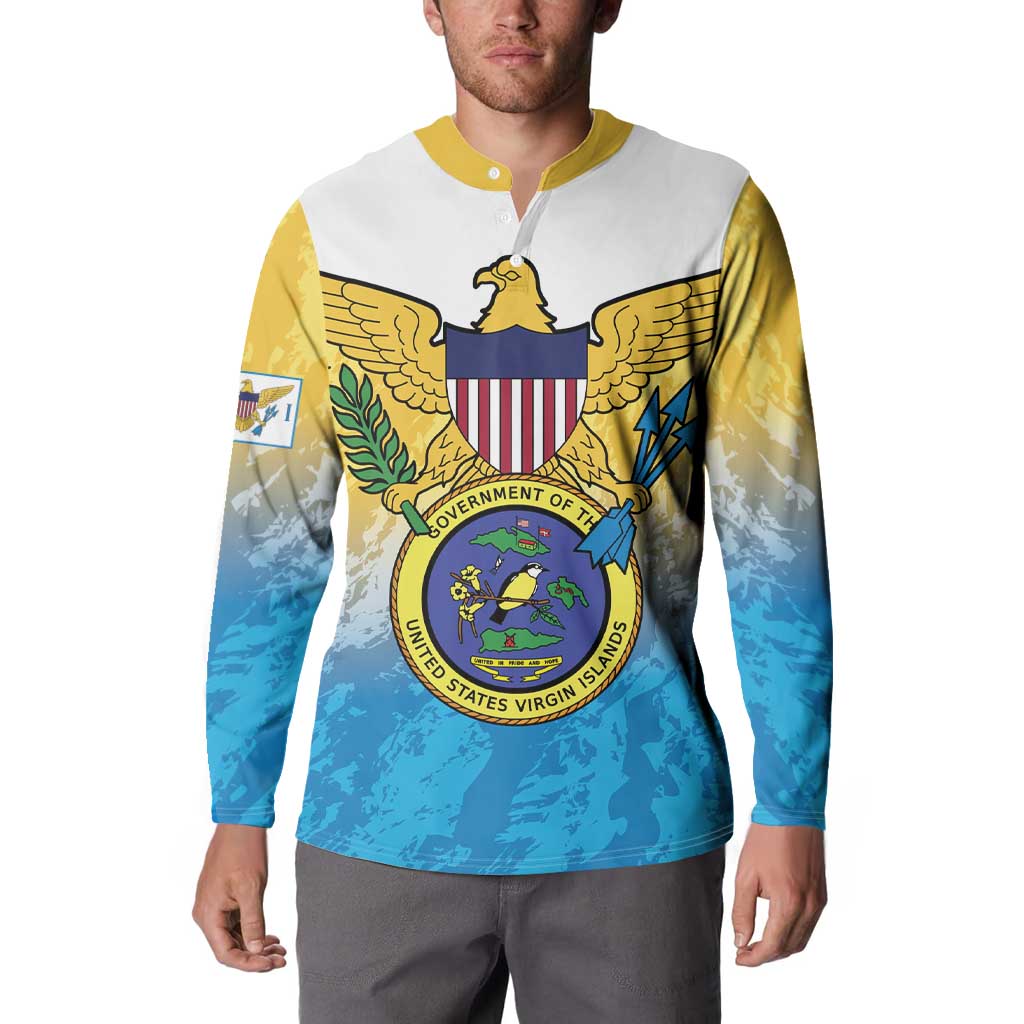 US Virgin Islands Button Sweatshirt Coat Of Arms Grunge Style