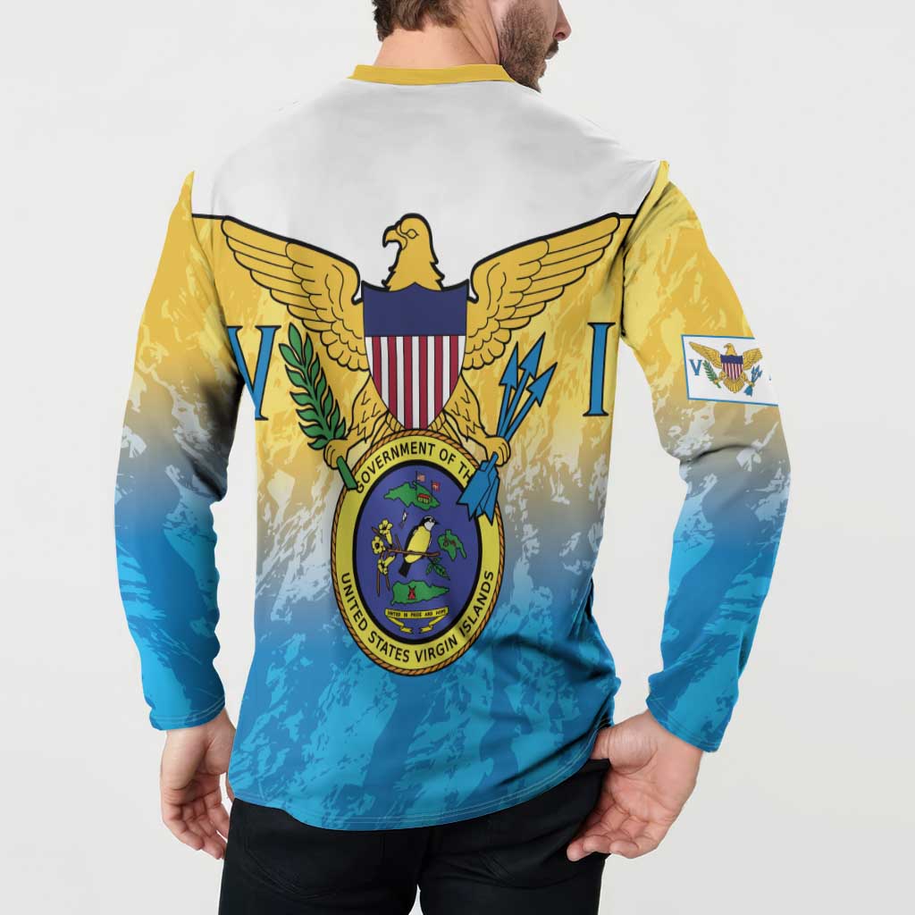 US Virgin Islands Button Sweatshirt Coat Of Arms Grunge Style