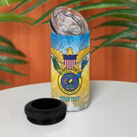 Personalized US Virgin Islands 4 in 1 Can Cooler Tumbler Coat Of Arms Grunge Style